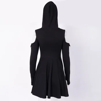 Epocă Gotică Mini-Rochie Pentru Femei De Culoare Pură Maneca Lunga De Pe Umăr Rochii Doamnelor Fermoar Steampunk Haine De Primăvară 2021 Noi