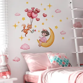 Fox Dragoste Baloane De Nori Fata De Desene Animate Luna Autocolante De Perete Amovibil Vinil Acasă Decor Camera De Zi Dormitor