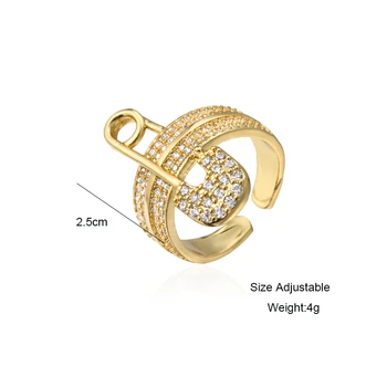 De lux AAA+ Zircon Cubic de Hârtie Clip Farmec Inel de Nunta Pentru Femei 2021 Aur de Moda de Culoare Deschisă Inel Reglabil Dimensiunea en-Gros
