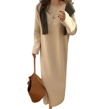 2022 Rochii de Toamna Haine Noi de Cald Iarna Elegante Solid Femeie Epocă Pulover Femei Rochie coreea Tricot Gros vestido femme