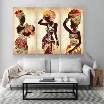 Negru African Femeie Postere si Printuri Fată Portret Panza Pictura Etnice Arta Picturi murale Cameră Decor Acasă Imagini