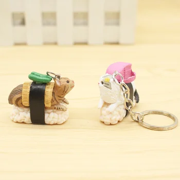 Drăguț Pisica Sushi Breloc Auto Auto Key Ring Pendant Figura Cheie Lanț Pandantiv Geanta Accesorii Decor Acasă