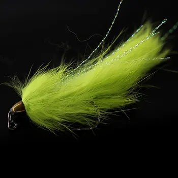 3PCS Verde Alb Negru Con de Cupru Șirag de mărgele de Cap Bass, Stiuca Streamer Zboară Muștele de Păstrăv De Pescuit Zbura Atrage 1/0 Aberdeen Jig Cârlig