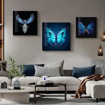 Nordic Fluture Albastru Păun Poster Canvas Arta Print Tablou Abstract Modern De Perete Stil Imagini Living Home Decor