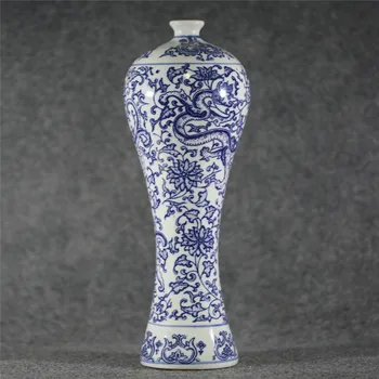 Stil Antic Chinez Stil Unic Porțelan Albastru Și Alb Vaza - Dragonic