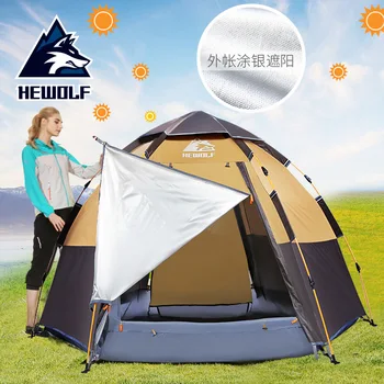 Hewolf în aer liber Hexagon 5-8Person Multi-Persoană Automatic Rezistent la Apa mare familie automată cort de camping