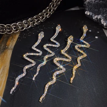 2021Long Tassel Picătură de Cristal Cercei pentru Femeile Stralucitoare Formă de Șarpe Stras Legăna Cercei Nunti Moda Bijuterii Cadouri