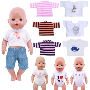 Haine Pentru Copil Născut Papusa de Desene animate T-shirt Unicorn costume de Baie se Potrivesc 43CM Baby Born Papusa si 18 Inch American Girl Doll Fata de Jucărie