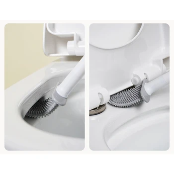 Lung Manipulate Silicon Negru Curat Toaletă Mini Perie Wc cu Suport Set Perie WC Montat pe Perete Toaletă, Baie Accesorii