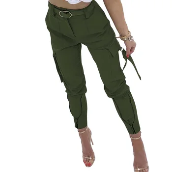 Wsevypo Femei Casual Pantaloni Culoare Solidă/ Pleduri Talie Mare Butonul de Pantaloni Lungi cu Buzunare Slim Fit cu Fermoar la pantaloni de Trening