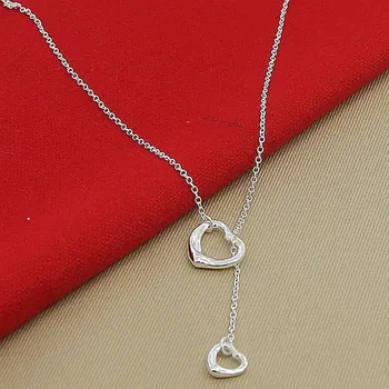 Romantic Bijuterii Argint 925 Mic Lanț de Inima Coliere pentru Femei de sex Feminin Cadouri de Ziua Îndrăgostiților