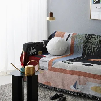 Nordic Design Complet Acoperi Pătură Canapea Astronaut Model Cuvertura de pat Dublu Față Pătură Tricotate Tapiserie pentru Camera de zi