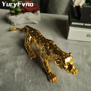 YuryFvna Moderne Abstracte Aur Pantera Sculptura Geometrice Rășină Leopard Statuie Faunei Sălbatice Decor Cadou Ambarcațiuni Ornament Accesorii