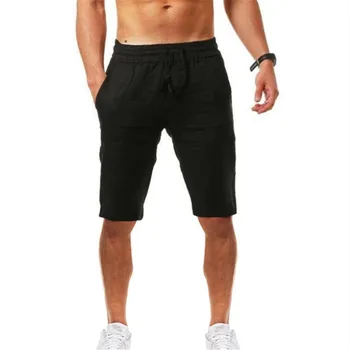 2021 Noi Bărbați Lenjerie de pat din Bumbac pantaloni Scurti Casual de Vara Respirabil Culoare Solidă Lenjerie de Pantaloni scurti de Fitness Streetwear pantaloni Scurți de Funcționare