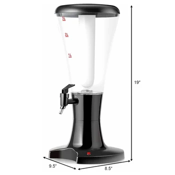 3 Litri de Bere Turnul Rece Proiectul Beverage Dispenser Detasabil cu Lumini LED-uri de Gheață Tub pentru Petreceri, Bar Acasa