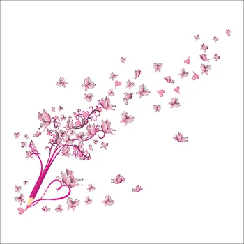 Creion Roz Fluture Floare Autocolant De Perete Pentru Camera De Zi Dormitor Fundal Decor Decalcomanii De Artă Murală Autocolante Fluturi