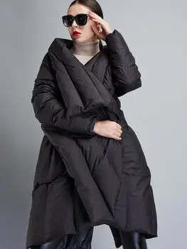 Moda de iarnă mai gros haine calde 90% rață jos haina de sex feminin Neregulate split mantie șal stil mai gros pufoaice wq174