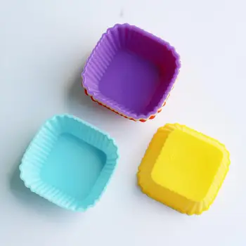 6pcs Înfrumusețarea Colorate Pătrat Forma de Silicon de Garnituri Cupcake Mucegai Briosa CupCake Bakeware produse de Patiserie de Copt Instrument de Culoare Aleatorii