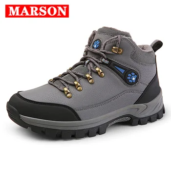 MARSON Iarna pantofi pentru Bărbați în aer liber, Drumeții Pantofi cu Pluș Interior Cald Munte Trekking Cizme Om Turism Adidași în aer liber