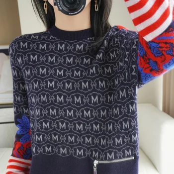 Toamna Și Iarna Nou Pulover Femei de Culoare de Potrivire de Moda Semi-Înaltă Gât Tricotate Bottom Tricou Vrac Vânt Leneș Bluza