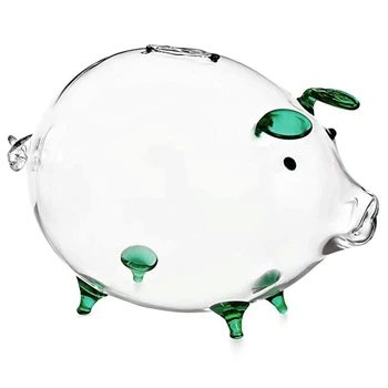 Pusculita porc Bani Cutii de Monede de Economisire Cutie Drăguț de Sticlă Transparentă de Suveniruri Naștere U2JC