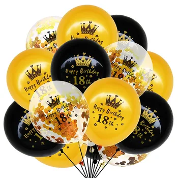 15buc/set 12 inch Negru, Rose de Aur Baloane Latex 18 30 40 50 Happy Birthday Confetti Baloane Adult Aniversarea Decor