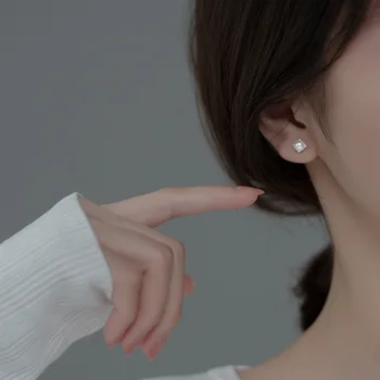 VREA Argint 925 Simplu Moda Mini Pearl Cercei Stud Mici Femei Drăguț de Vară Chic Teen coreeană Bijuterii Accesorii
