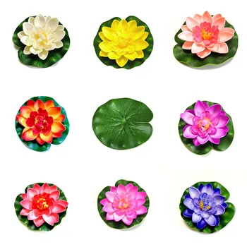10cm Lotus Flori Artificiale Frunze Plutitoare Fals Planta Lotus Realiste, Crin de Apă Micro Peisaj pentru Iaz de Gradina Decor