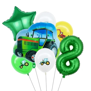 7pcs/set Tractor Excavator Număr de Baloane Vehicul de Construcție Balon de Folie de Petrecere de Aniversare pentru Copii DIY Decorare de Latex Bile de Jucărie