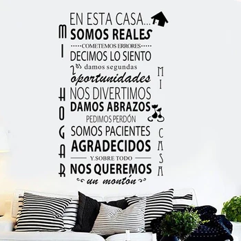 Home decor familie spaniolă citat de perete decalcomanii auto adeziv living regulile casei perete stiickers pentru decorare dormitor RU174
