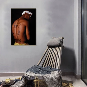 Hip Hop Rapper 2PAC Pictura Decorativa Alb-Negru Stil Poster Pânză de Pictură și Arta de Perete Imprimeuri Moderne pentru Decor Acasă
