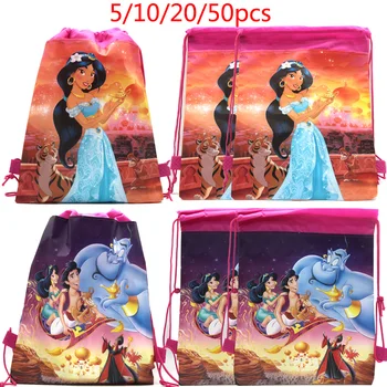5/10/20/50pcs Disney Jasmine Printesa Nețesute Cordon Geanta Aladdin și lampa de magie Sac de Cadouri Petrecere de Aniversare pentru Copii Provizii