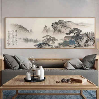 Traditonal Stil Chinezesc Munte și Râu Panza Pictura Poster Print de Arta de Perete Tablou Living, Birou, Decor Acasă Cuadros