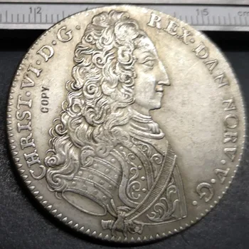 1733 Danemarca 6 Mark-Christian al VI-lea (Vizită Regală în Norvegia) Argint Placat cu Copia fisei