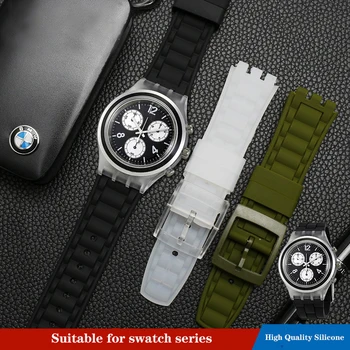 De înaltă Calitate Negru Alb Verde 19mm Silicon Impermeabil de Cauciuc Watchband Pentru Swatch Moale Sport Colorate Curea din Plastic Cataramă