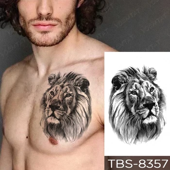 Impermeabil Tatuaj Temporar Autocolant Negru Tigru Leu Realist Schiță Tatuaje Animal Organismul Animal Arta Brațul Fals Tatuaj Bărbați Femei