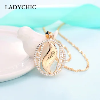 LADYCHIC 2019 New Sosire Stil Național de Culoare de Aur Zircon Pandantiv Personalitate de Măsline Frunze în Formă de Cristal Colier Bijuterii LN1149
