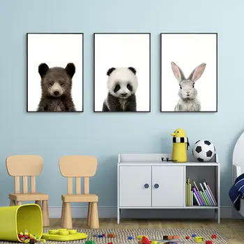 Nordic Poster Pânză Minimalist Animale De Fotografie Girafa Panda, Tigru Pictura Arta Print Pe Perete Poza Camere De Zi Decor Acasă
