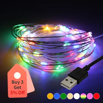 USB LED Lumini Șir 1/2/3m Navidad Impermeabil Ghirlanda de Sârmă beculețele pentru Pomul de Crăciun Decor Acasă Grădină Nunta de Iluminat