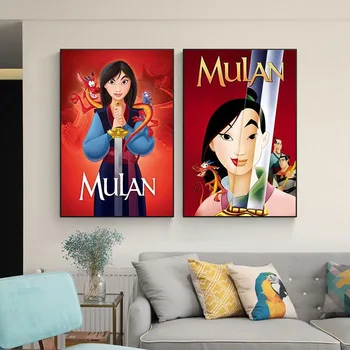 Disney benzi Desenate Mulan Panza Pictura Desene animate Postere si Printuri Dormitor Decor Acasă de Arta de Perete pentru Camera de zi de Decorare Imagini