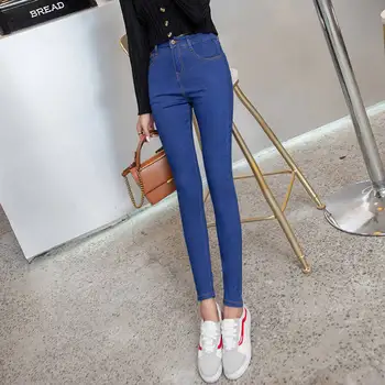 Noul Creion Blugi pentru Femei de Înaltă Talie Elastic Pantaloni Skinny Pantaloni Denim Stretch Femei Spălat Albastru Negru Slim Jeans Plus Size