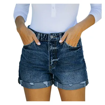 Femei pantaloni Scurți de Înaltă Talie Elastic pantaloni Scurți din Denim Blue Jeans Scurt Femeie Consolidarea Corpului Denim Scurt Sexy Scurte 2021 Шорты Женский