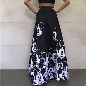 Disney kawaii Vara noi dulce de mare waisted O-linie imprimate Mickey sexy fusta petrecere rochie de petrecere moda coreeană