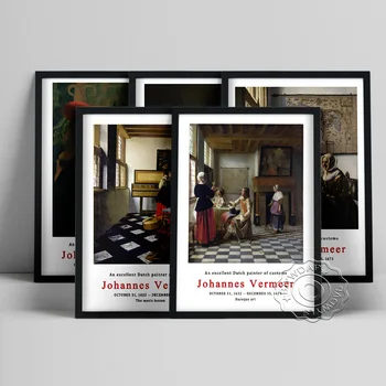 Johannes Vermeer Expoziție Muzeul Poster, Fata Cu Pălărie Roșie Panza Pictura, Stăpâna Și Camerista Clasice De Decor Acasă Printuri