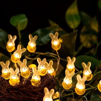 1/2M LED Easter Bunny cu Morcovi Lumina Șir de Desene animate Drăguț Iepure Ou Lumini de Basm Ghirlanda de Anul Nou Vacanță de Paște Decor Petrecere