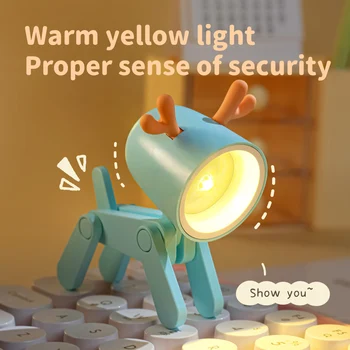 Animale de Companie drăguț LED Lumina de Noapte Câine de Desene animate Mini Pliabil Lămpi de Masă Carte pentru Copii Lumini Noptiera Dormitor, Camera de zi Lampa de Birou Decor