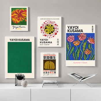Yayoi Kusama Floare De Dovleac Postere, Printuri Abstracte, Arta De Perete Panza Pictura Nordică Modernă Imaginile Pentru Camera De Zi Decor Acasă