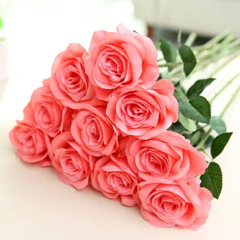 10Pack Alb Roz Artificiale a Crescut Ramură Fals Mătase Floare flori Buchet de Mireasa Pentru o Nunta Acasă de Ziua Îndrăgostiților Decor