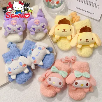 Sanrio Melodie Kuromi Cinnamoroll Pochacco Copii Mănuși Îngroșat Ștreangul de Femei de Iarnă Kawaii Baby Wrap Mănuși Tricotate Cadouri