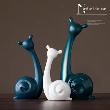 Nordic Rășină Melc Cerb Cat Figurina Cadou Mobilier Acasă Decorare Meserii Creative Living Desktop Ceramice Ornamente De Animale